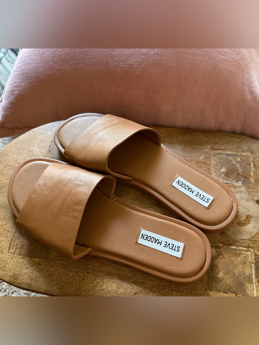Steve Madden Cognac Leather Slide Mules